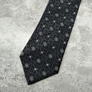 Nob Hill Collection Tie Mens One Size Black Floral 100% Silk Jacquard Necktie